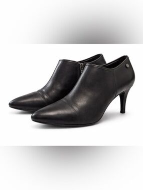 Calvin Klein Black Leather Ankle Boot Heels 8